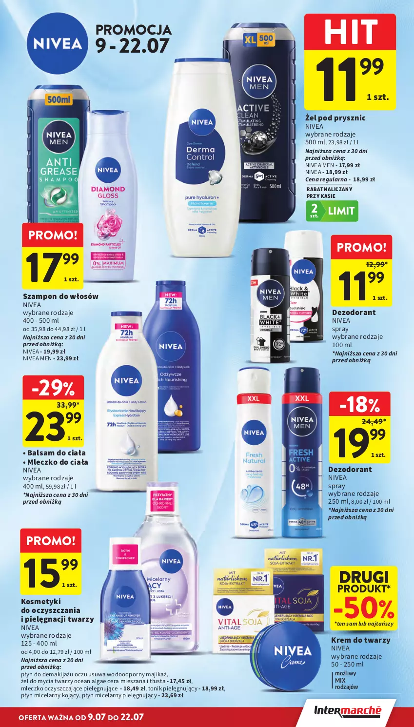 Gazetka promocyjna Intermarche - Gazetka Intermarche - ważna 09.07 do 15.07.2026 - strona 33 - produkty: Balsam do ciała, Dezodorant, Krem do twarzy, LG, Makijaż, Mleczko, Mleczko do ciała, Nivea, Nivea Men, Płyn micelarny, Por, Szampon, Tonik