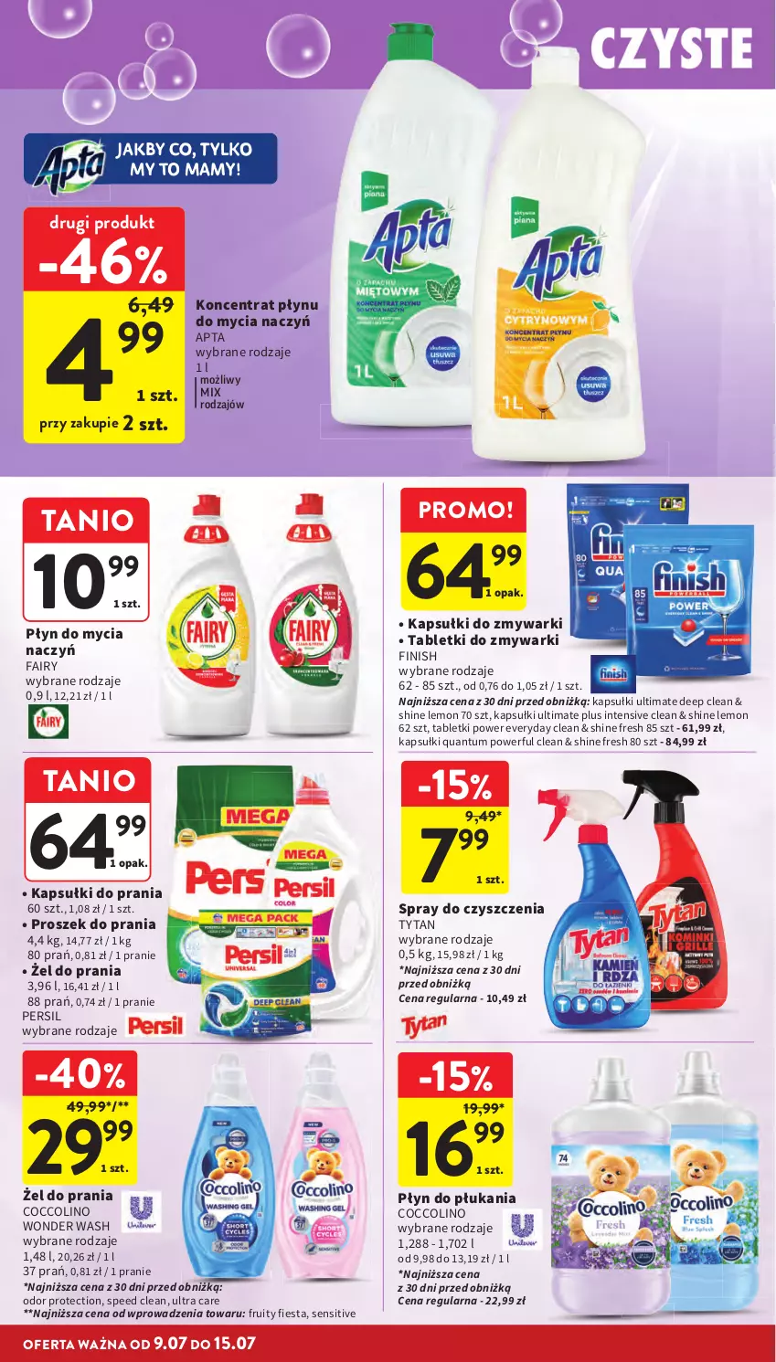 Gazetka promocyjna Intermarche - Gazetka Intermarche - ważna 09.07 do 15.07.2026 - strona 36 - produkty: Coccolino, Do mycia naczyń, Fa, Fairy, Finish, Kapsułki do prania, Persil, Płyn do mycia, Płyn do mycia naczyń, Płyn do płukania, Proszek do prania, Spray do czyszczenia, Tablet, Tabletki do zmywarki, Tytan, Zmywarki