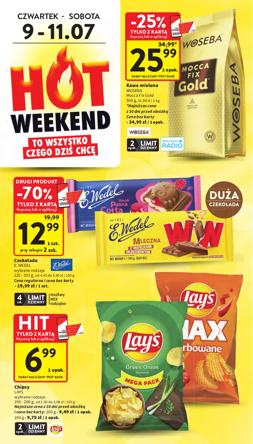 Gazetka promocyjna Intermarche - Gazetka Intermarche - ważna 09.07 do 15.07.2026 - strona 4 - produkty: Chipsy, Czekolada, E. Wedel, Kawa, Kawa mielona, Mocca Fix Gold, Woseba