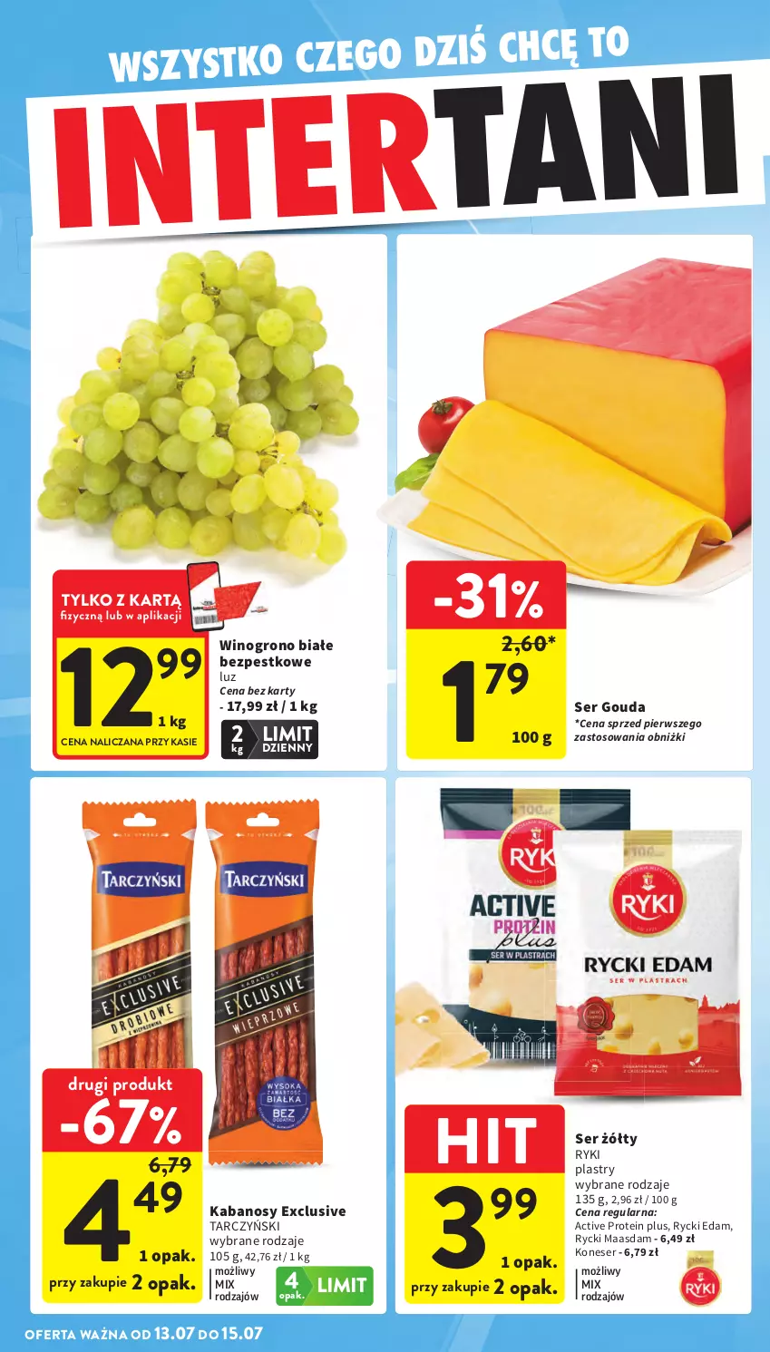 Gazetka promocyjna Intermarche - Gazetka Intermarche - ważna 09.07 do 15.07.2026 - strona 42 - produkty: Edam, Gouda, Kabanos, Maasdam, Rycki Edam, Ser, Tarczyński, Wino