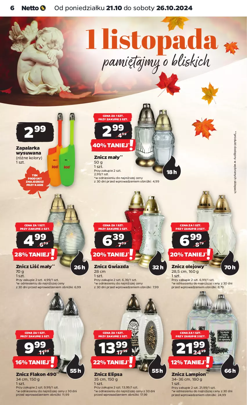 Gazetka promocyjna Netto - Artykuły spożywcze - ważna 21.10 do 26.10.2024 - strona 6 - produkty: Gwiazda, Lampion, Mięta, Olej, Zapalarka, Znicz