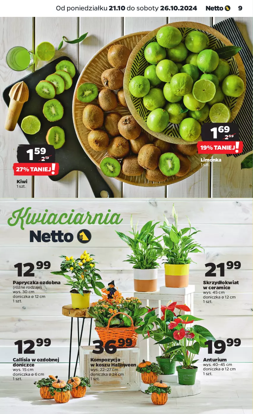 Gazetka promocyjna Netto - Artykuły spożywcze - ważna 21.10 do 26.10.2024 - strona 9 - produkty: Kiwi, Kosz, Limonka