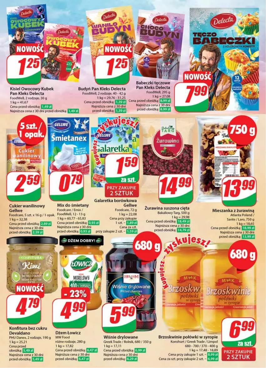 Gazetka promocyjna Dino - Gazetka 1 - ważna 03.01 do 09.01.2024 - strona 6 - produkty: Babeczki, Brzoskwinie, Budyń, Cukier, Cukier wanilinowy, Delecta, Dżem, Gala, Galaretka, Kisiel, Konfitura, Kubek, Rolnik, Sante, Syrop