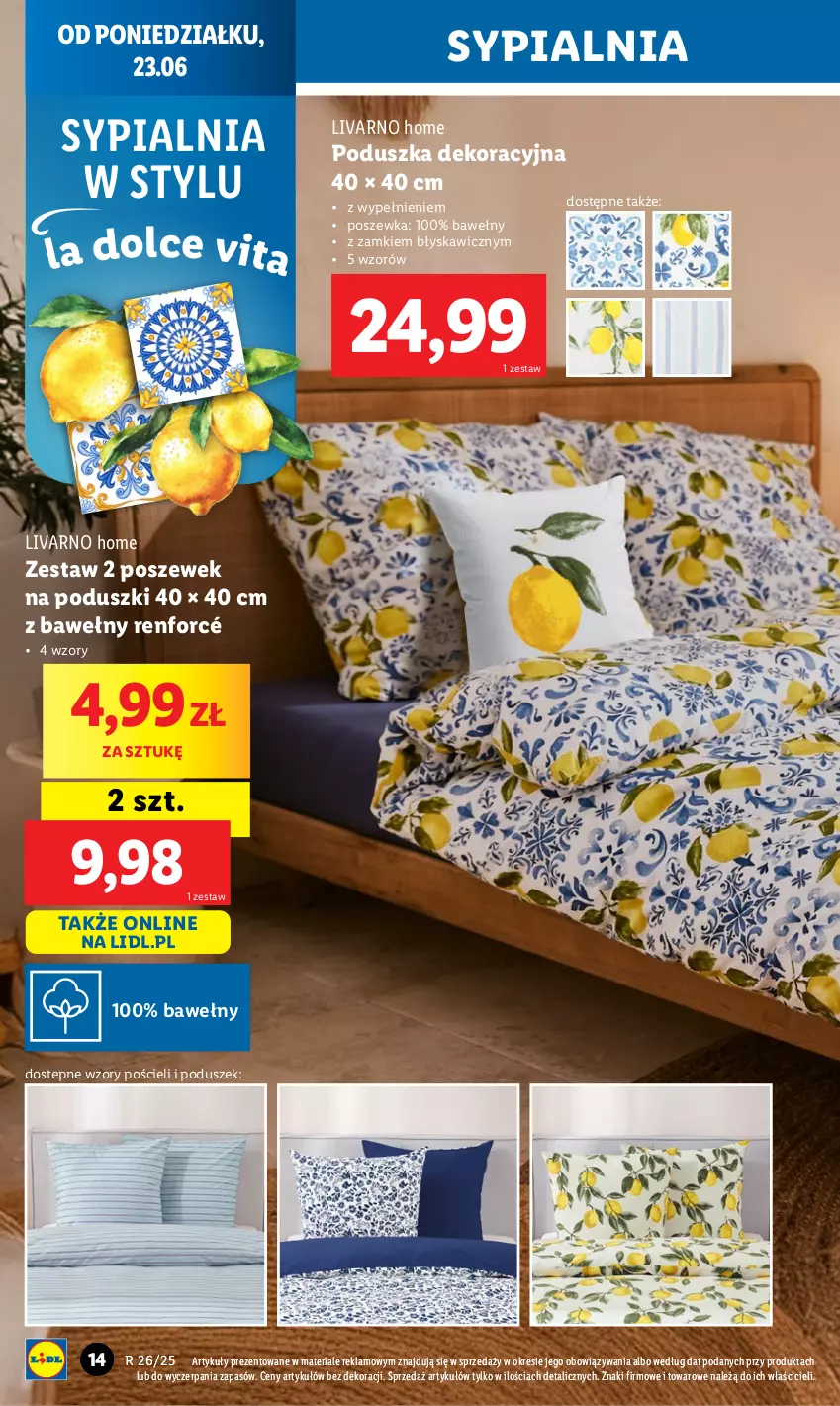 Gazetka promocyjna Lidl - GAZETKA - ważna 23.06 do 29.06.2025 - strona 14 - produkty: Ivar, Poduszka, Poduszka dekoracyjna, Pościel, Poszewka, Sypialnia