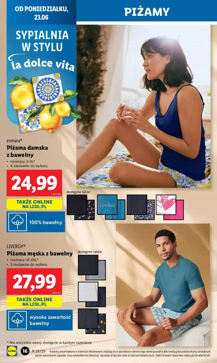 Gazetka promocyjna Lidl - GAZETKA - ważna 23.06 do 29.06.2025 - strona 16 - produkty: Piżama, Sok, Sypialnia