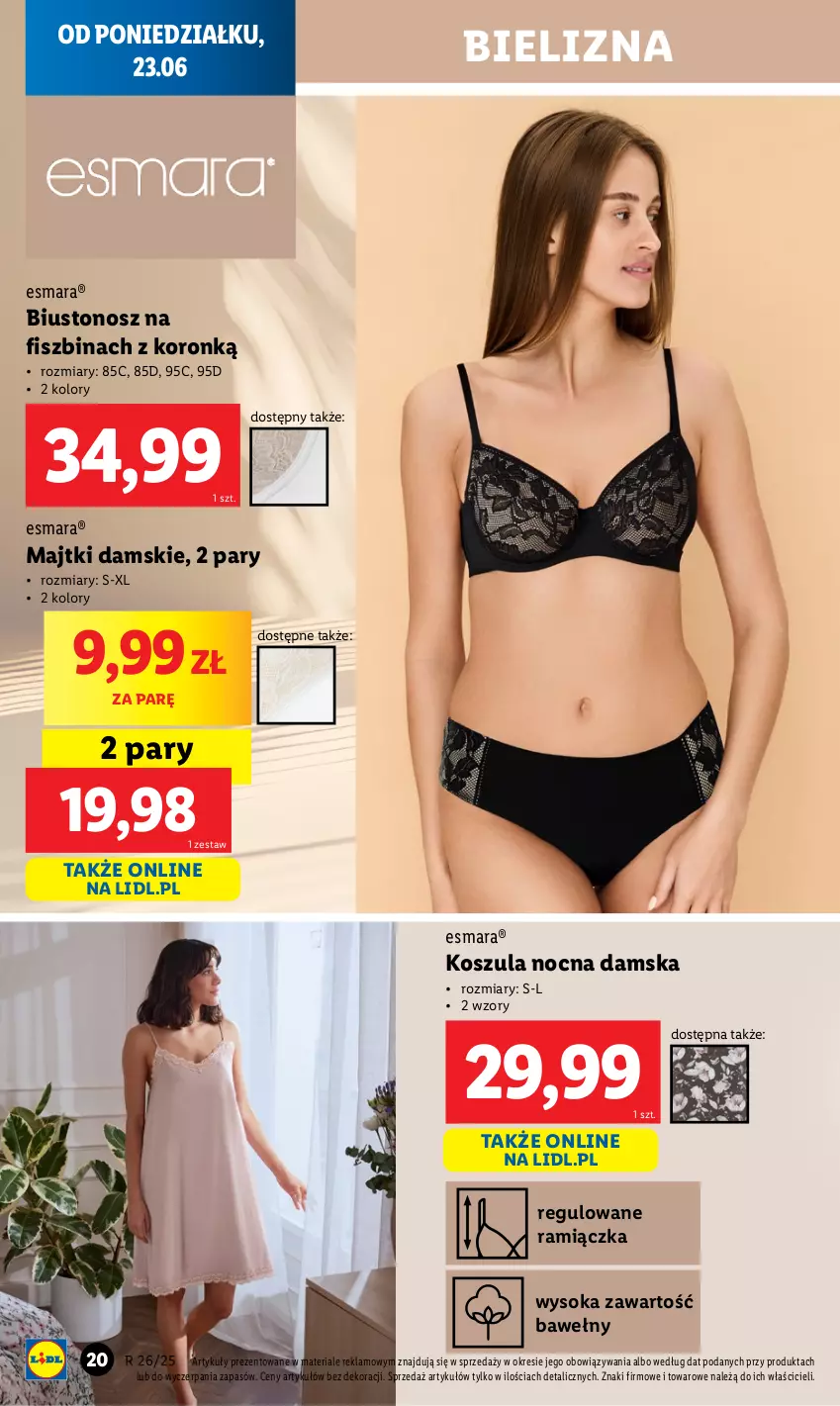Gazetka promocyjna Lidl - GAZETKA - ważna 23.06 do 29.06.2025 - strona 20 - produkty: Bielizna, Biustonosz, Kosz, Koszula, Koszula nocna, Majtki, Sok