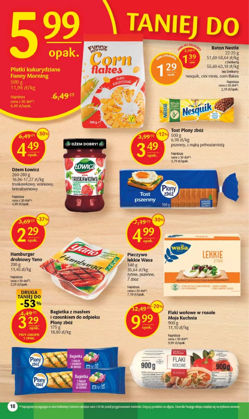 Gazetka promocyjna Delikatesy Centrum - Gazetka DC21 - ważna 01.06 do 06.06.2023 - strona 18 - produkty: Bagietka, Baton, Burger, Cini Minis, Dżem, Flaki, Flaki wołowe, Hamburger, Kuchnia, Nesquik, Piec, Pieczywo, Rum, Wasa