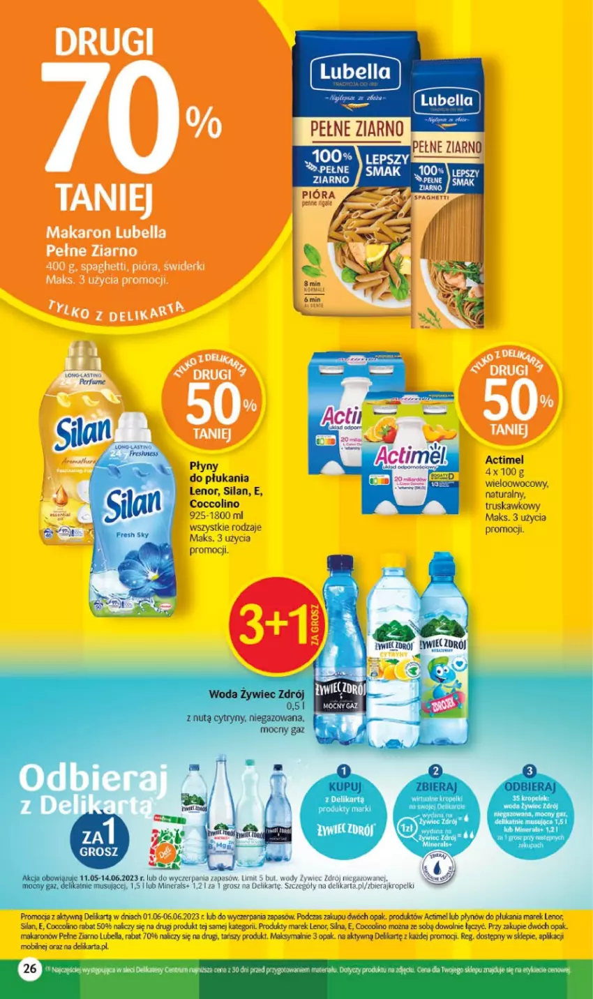 Gazetka promocyjna Delikatesy Centrum - Gazetka DC21 - ważna 01.06 do 06.06.2023 - strona 26 - produkty: Actimel, Bell, Bella, Coccolino, Lenor, Lubella, Makaron, Mobil, Perfum, Rum, Silan, Tera, Woda