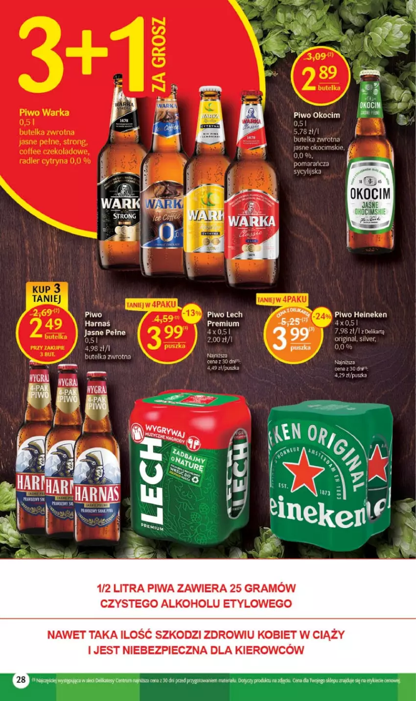 Gazetka promocyjna Delikatesy Centrum - Gazetka DC21 - ważna 01.06 do 06.06.2023 - strona 28 - produkty: Gin, Gra, Harnaś, Heineken, Koc, Okocim, Piec, Piwa, Piwo, Rum