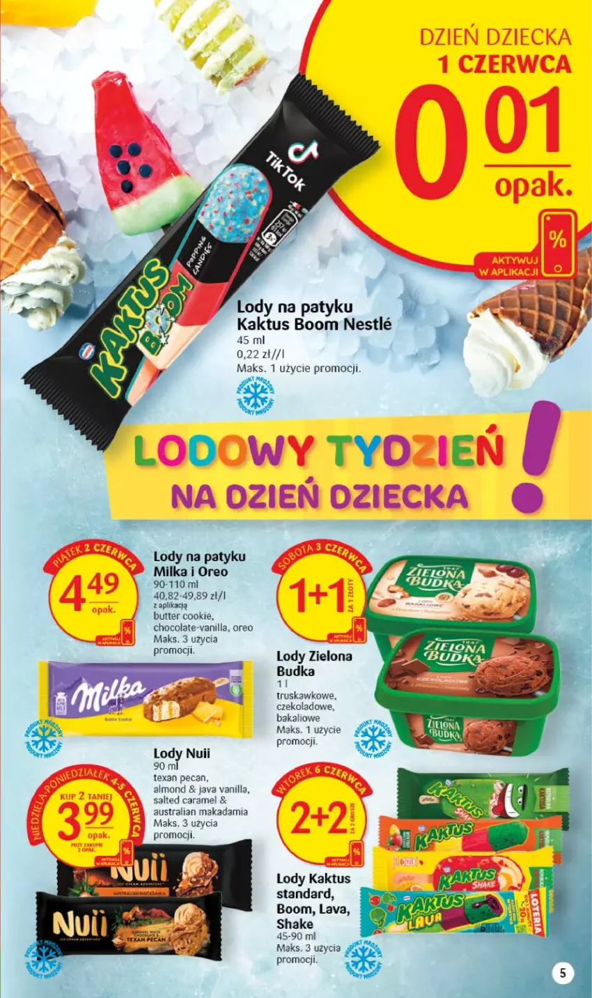 Gazetka promocyjna Delikatesy Centrum - Gazetka DC21 - ważna 01.06 do 06.06.2023 - strona 5 - produkty: Kaktus, Lody, Milka, Oreo, Zielona Budka