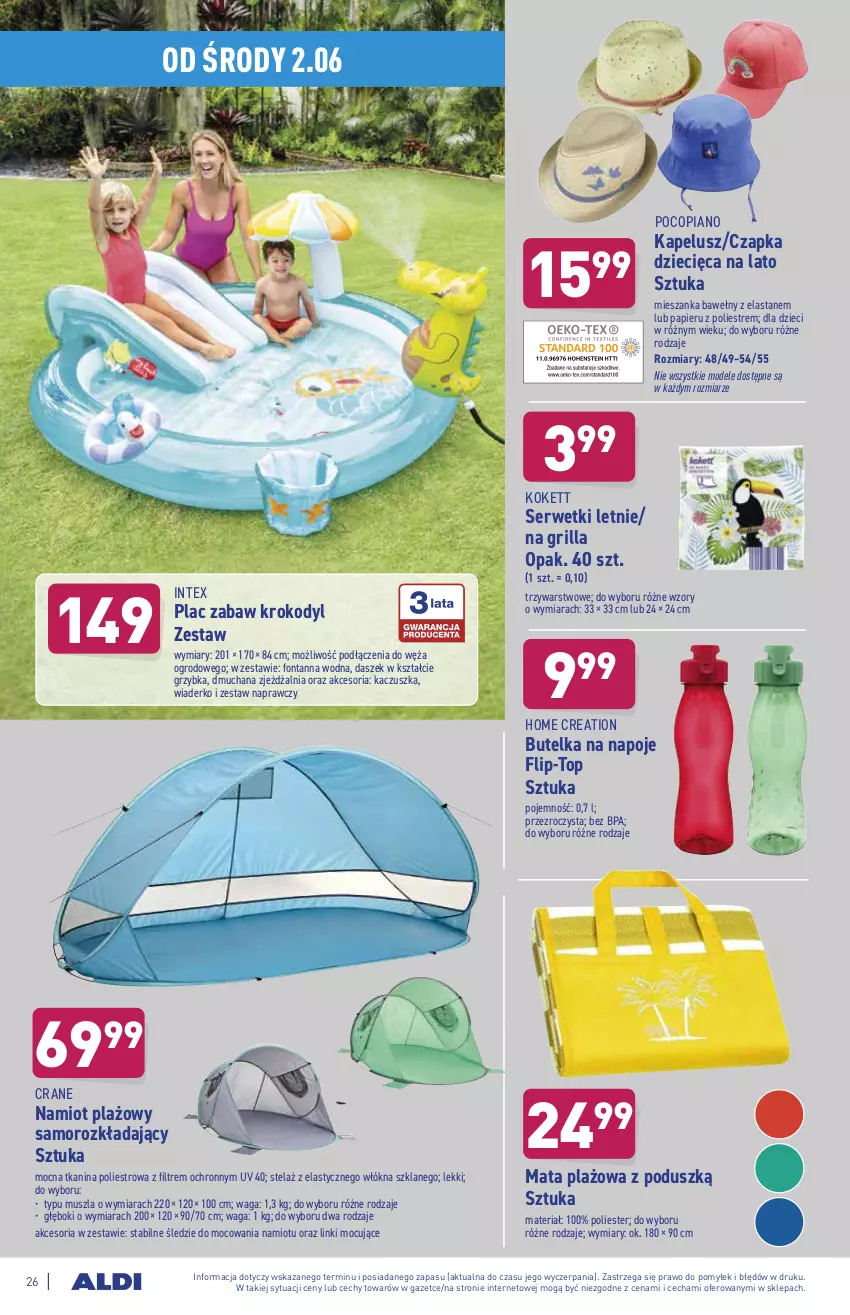 Gazetka promocyjna Aldi - ważna 31.05 do 05.06.2021 - strona 26 - produkty: Czapka, Dzieci, Grill, Mus, Namiot, Napoje, Papier, Pocopiano, Ser, Serwetki, Top, Waga