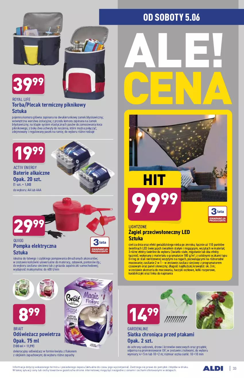 Gazetka promocyjna Aldi - ważna 31.05 do 05.06.2021 - strona 33 - produkty: Cień, Gra, Haczyk, Inka, Koc, LANA, Materac, Odświeżacz powietrza, Olej, Pasek, Plecak, Pompka, Por, Rama, Siatka, Silan, Tera, Torba, Uchwyty