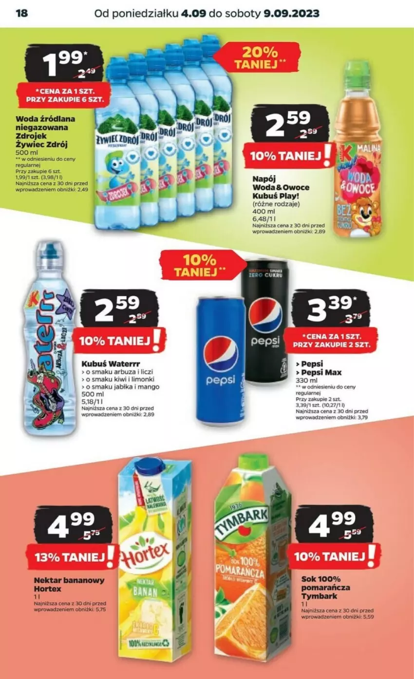 Gazetka promocyjna Netto - ważna 04.09 do 10.09.2023 - strona 10 - produkty: Arbuz, Hortex, Kiwi, Kubuś, Kubuś Waterrr, LANA, Liczi, Mango, Nektar, Nektar bananowy, Owoce, Pepsi, Pepsi max, Sok, Tymbark, Woda