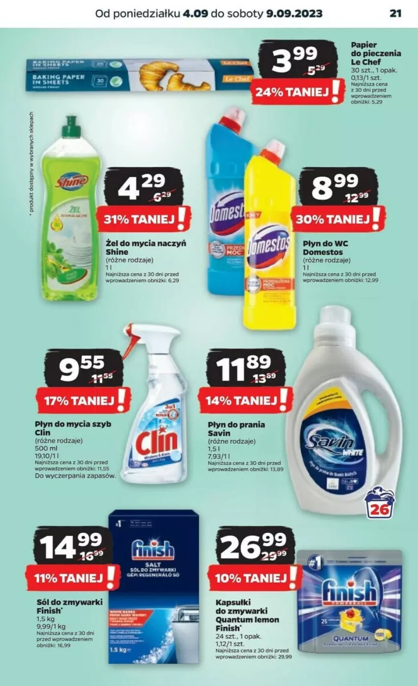 Gazetka promocyjna Netto - ważna 04.09 do 10.09.2023 - strona 14 - produkty: Clin, Do mycia naczyń, Domestos, Fa, Finish, Jaja, Papier, Papier do pieczenia, Piec, Płyn do mycia, Płyn do prania, Sól, Zmywarki