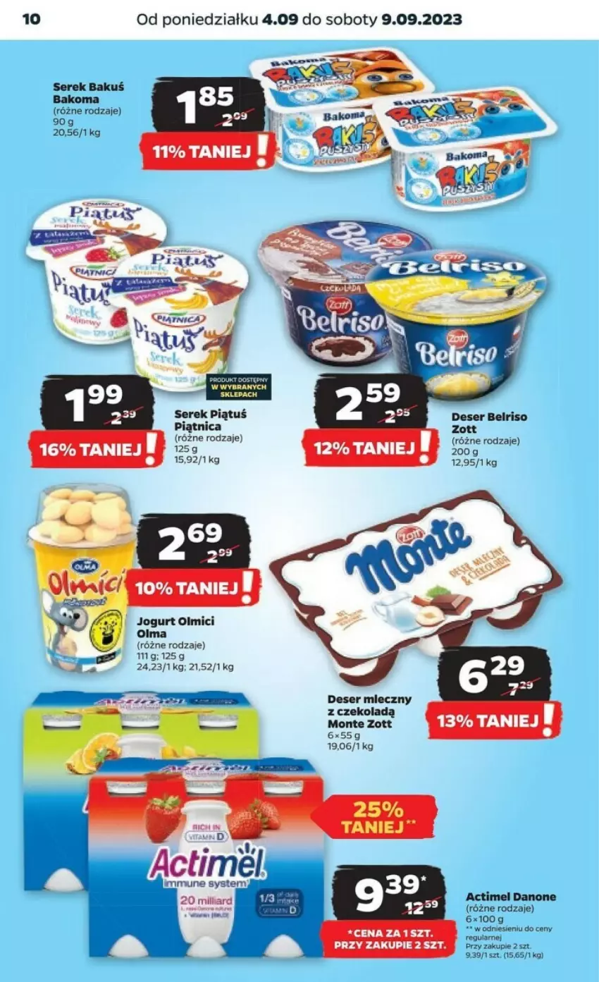 Gazetka promocyjna Netto - ważna 04.09 do 10.09.2023 - strona 2 - produkty: Actimel, Bakoma, Belriso, Danone, Deser, Deser mleczny, Jogurt, Monte, Olma, Piątnica, Ser, Serek, Zott