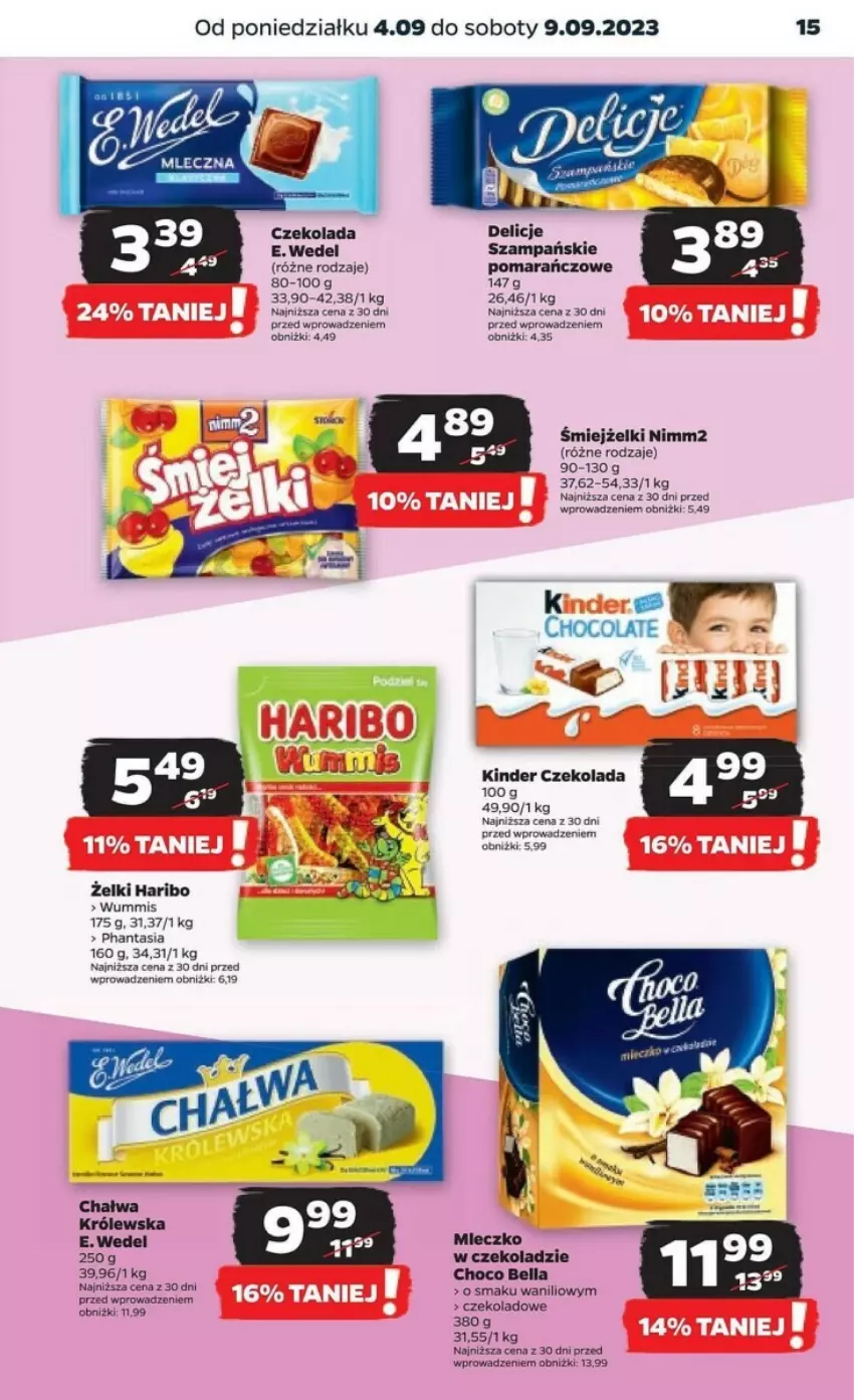 Gazetka promocyjna Netto - ważna 04.09 do 10.09.2023 - strona 7 - produkty: Bell, Bella, Chałwa, Czekolada, E. Wedel, Haribo, Kinder, Miecz, Nimm2