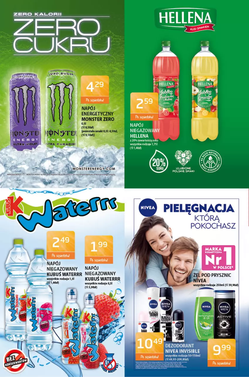 Gazetka promocyjna ABC - Gazetka - ważna 22.04 do 06.05.2021 - strona 6 - produkty: Dezodorant, Hellena, Kubuś, Kubuś Waterrr, Napój, Napój energetyczny, Nivea, Woda