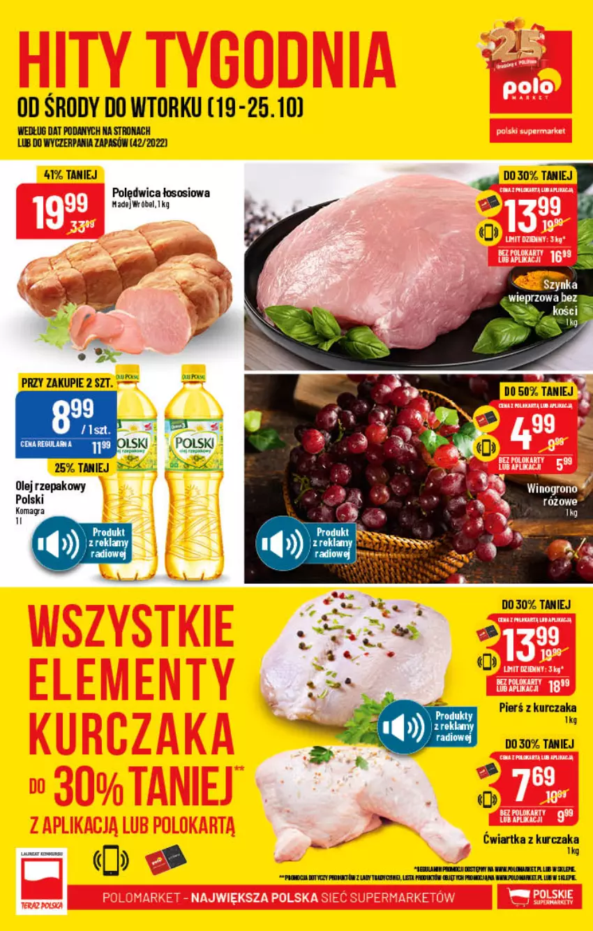 Gazetka promocyjna PoloMarket - Gazetka pomocyjna - ważna 19.10 do 25.10.2022 - strona 1 - produkty: Fa, Kurczak, Olej, Olej rzepakowy, Polędwica, Sos, Szynka