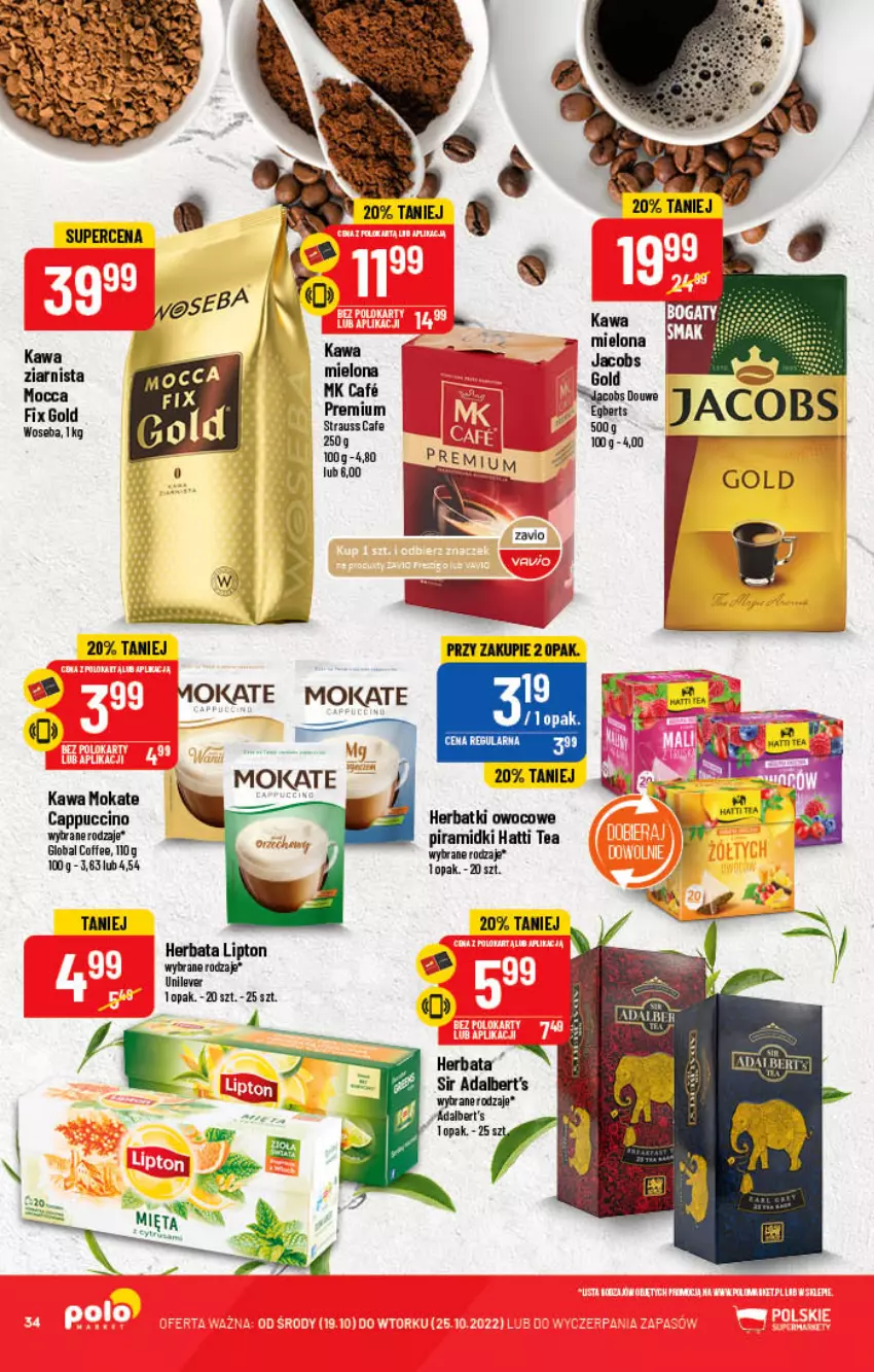 Gazetka promocyjna PoloMarket - Gazetka pomocyjna - ważna 19.10 do 25.10.2022 - strona 34 - produkty: Cappuccino, Herbata, Jacobs, Kawa, Lipton