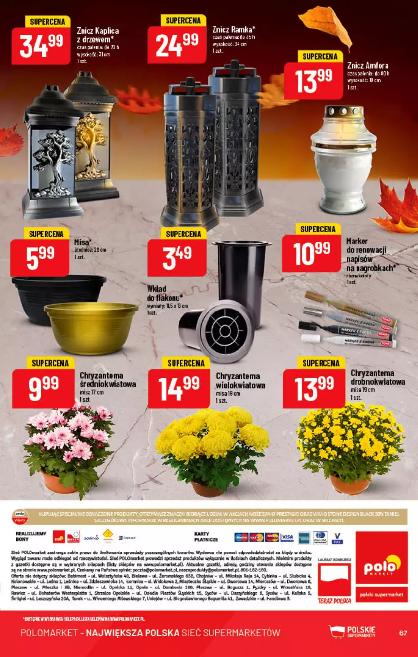 Gazetka promocyjna PoloMarket - Gazetka pomocyjna - ważna 19.10 do 25.10.2022 - strona 67 - produkty: BIC, Chryzantema, Inka, Marker, Ramka, Sok, Znicz