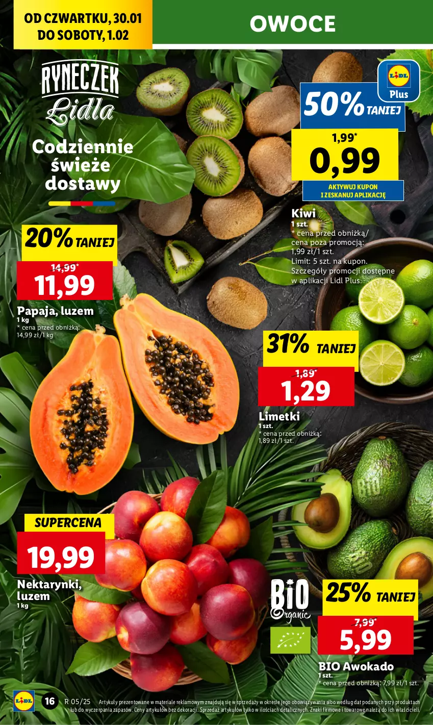 Gazetka promocyjna Lidl - GAZETKA - ważna 30.01 do 01.02.2025 - strona 16 - produkty: Kiwi, Nektar, Owoce, Papaja