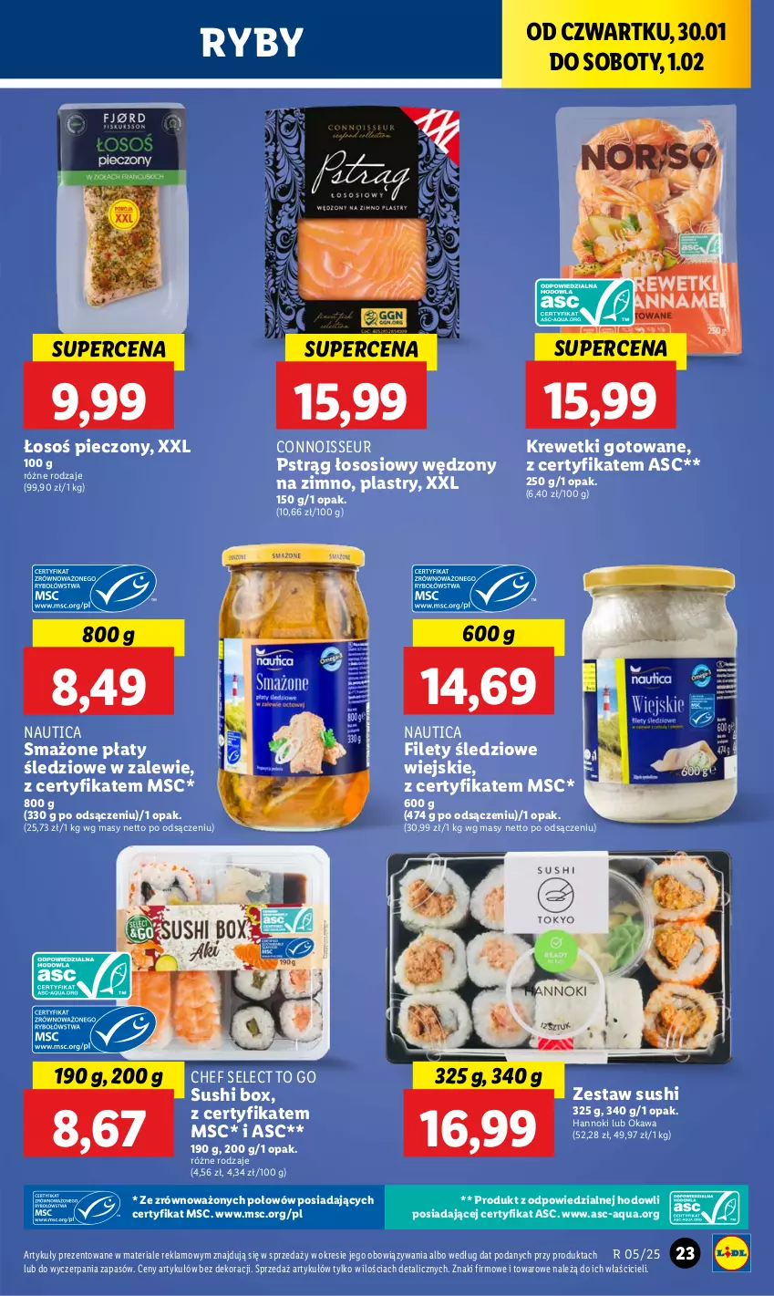 Gazetka promocyjna Lidl - GAZETKA - ważna 30.01 do 01.02.2025 - strona 27 - produkty: Kawa, Krewetki, Piec, Płaty śledziowe, Pstrąg, Pstrąg łososiowy, Sos, Sushi