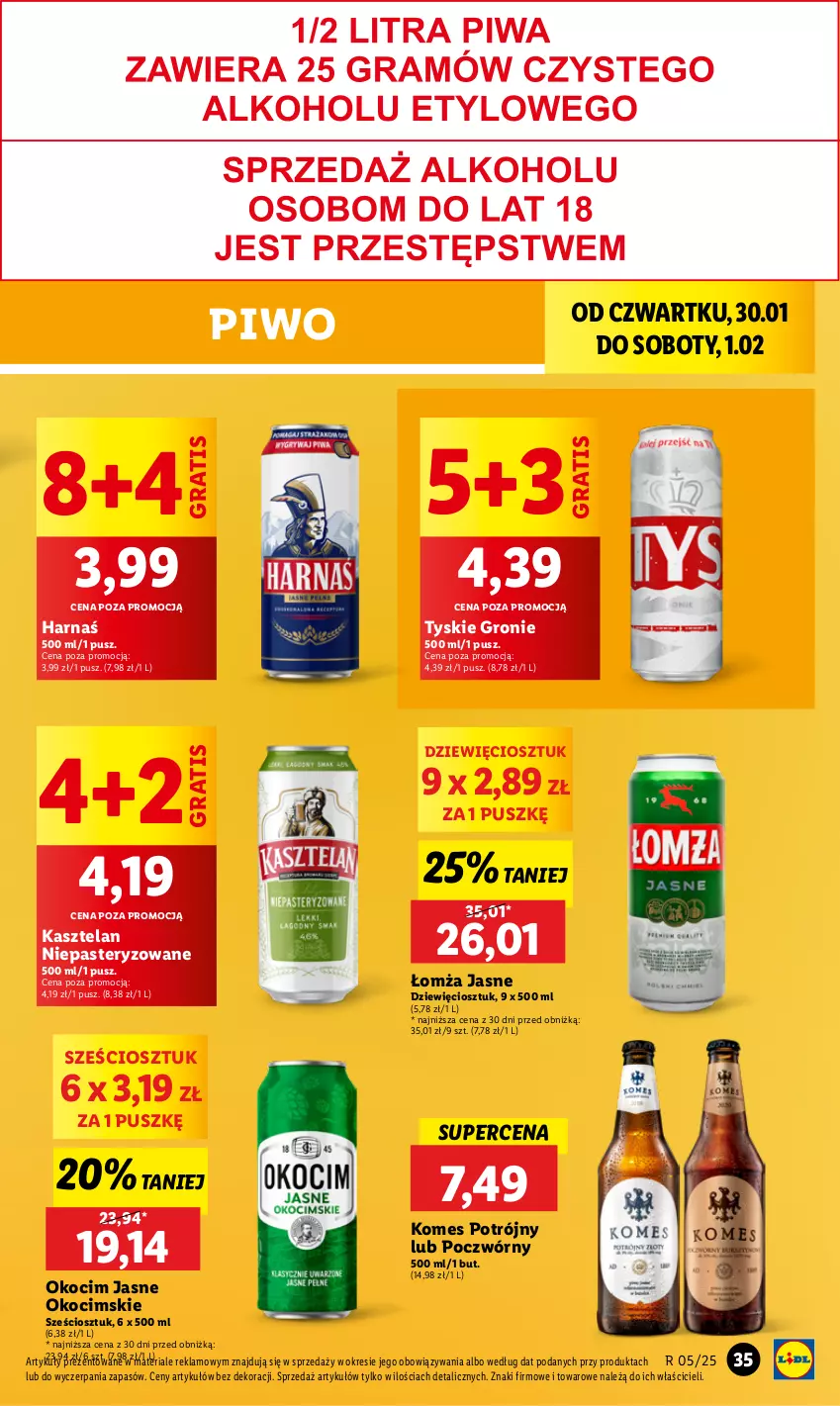 Gazetka promocyjna Lidl - GAZETKA - ważna 30.01 do 01.02.2025 - strona 39 - produkty: Gra, Harnaś, Kasztelan, Koc, Okocim, Piwo, Tyskie