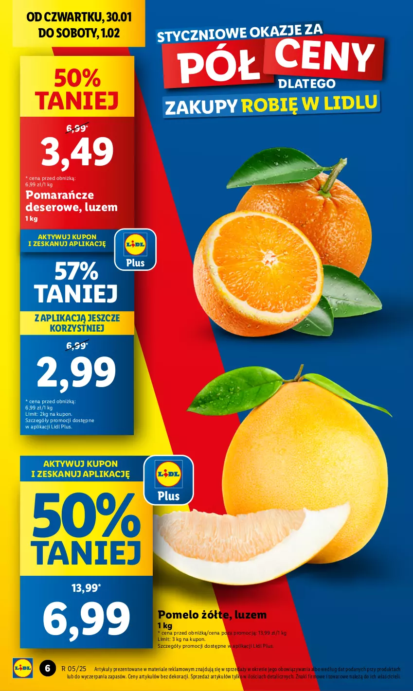 Gazetka promocyjna Lidl - GAZETKA - ważna 30.01 do 01.02.2025 - strona 6 - produkty: Deser, Pomarańcze, Pomelo, Ser