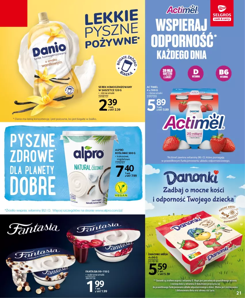 Gazetka promocyjna Selgros - Oferta spożywcza - ważna 17.11 do 30.11.2022 - strona 21 - produkty: Actimel, Alpro, Danonki, Fa, Fanta, Kokos, Ser, Serek, Serek homogenizowany