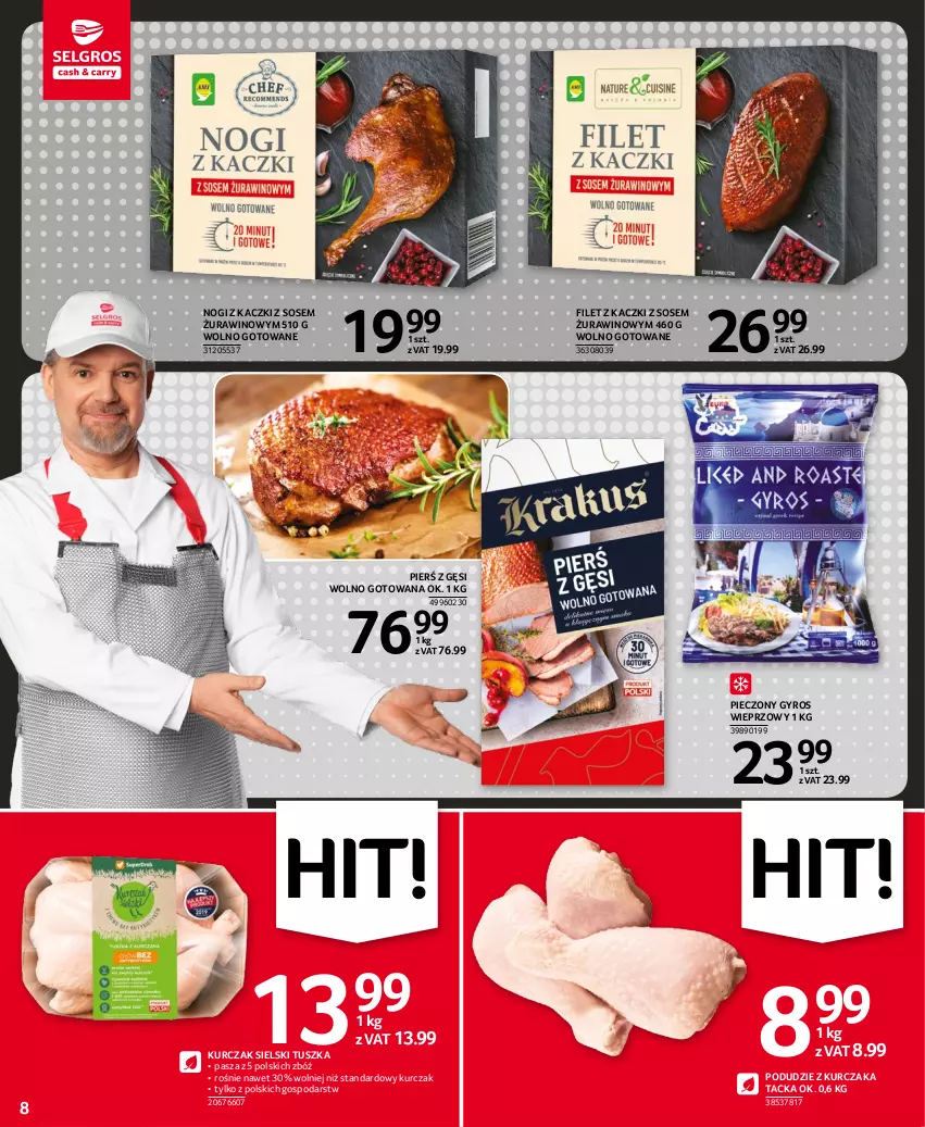 Gazetka promocyjna Selgros - Oferta spożywcza - ważna 17.11 do 30.11.2022 - strona 8 - produkty: Gyros, Kurczak, Piec, Podudzie z kurczaka, Sos, Tusz, Wino