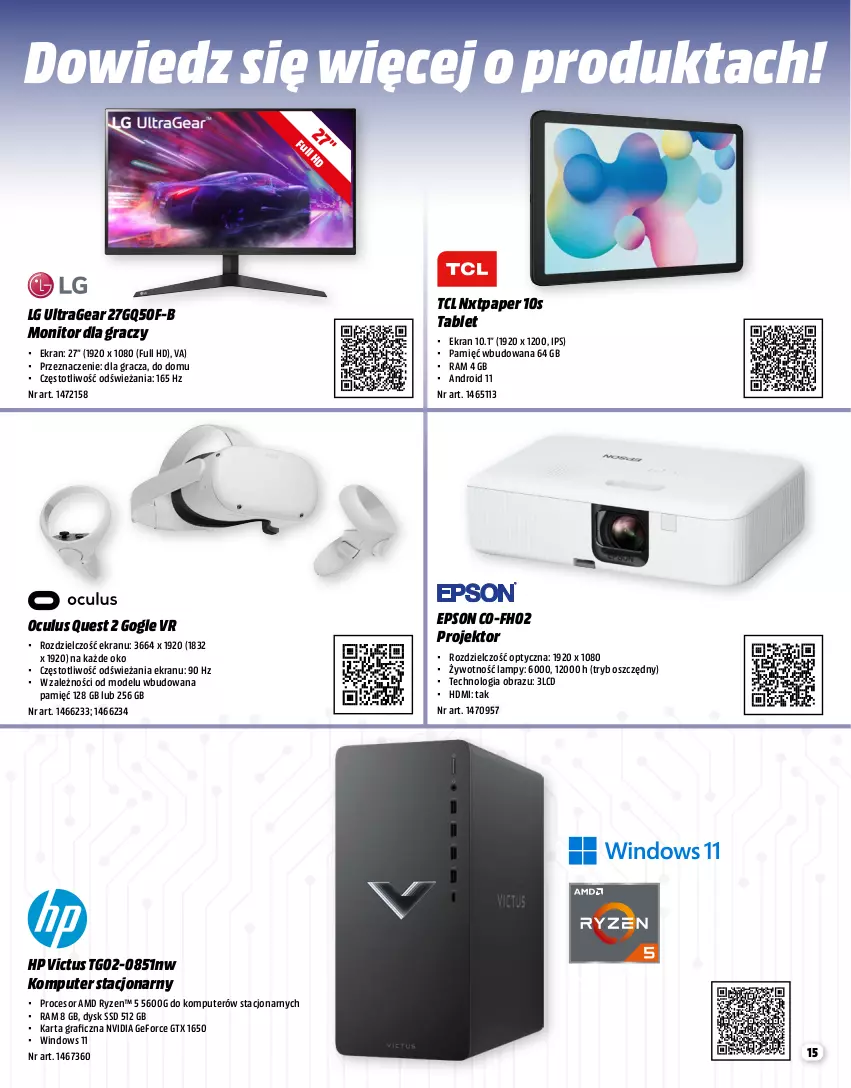 Gazetka promocyjna Media Markt - Gazetka Media Markt - ważna 01.03 do 31.03.2023 - strona 15 - produkty: Gra, HP, Komputer, LG, Monitor, Obraz, Procesor, Tablet