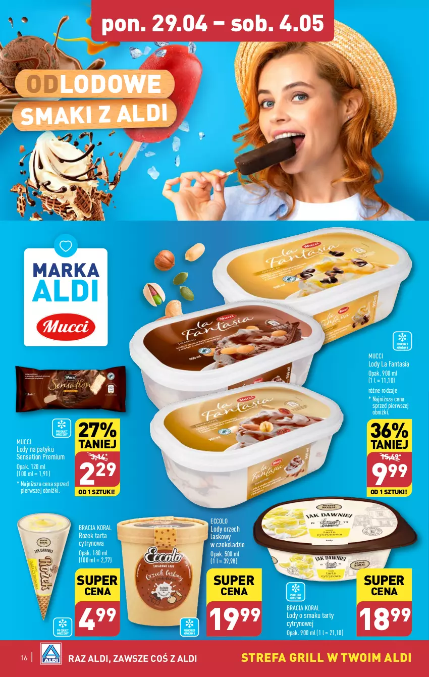 Gazetka promocyjna Aldi - Pełna oferta - ważna 29.04 do 04.05.2024 - strona 16 - produkty: Fa, Fanta, Grill, Lody, Sati, Tarta