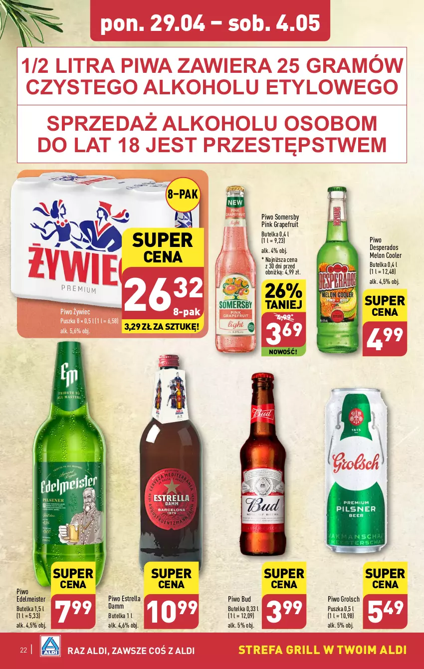 Gazetka promocyjna Aldi - Pełna oferta - ważna 29.04 do 04.05.2024 - strona 22 - produkty: Desperados, Fa, Gra, Grill, Melon, Piwa, Piwo, Somersby