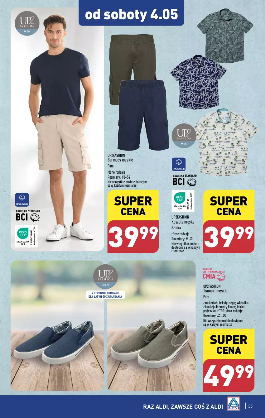 Gazetka promocyjna Aldi - Pełna oferta - ważna 29.04 do 04.05.2024 - strona 35 - produkty: Bermudy, Fa, Kosz, Koszula, Trampki, Wełna