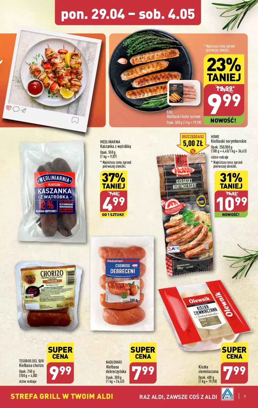 Gazetka promocyjna Aldi - Pełna oferta - ważna 29.04 do 04.05.2024 - strona 9 - produkty: Fa, Grill, Kasza, Kaszanka, Kiełbasa, Kiełbaski białe