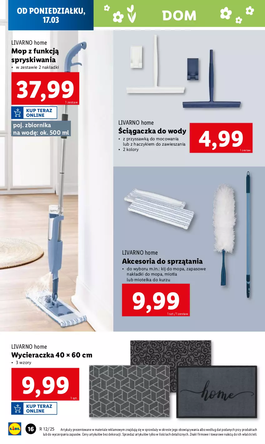 Gazetka promocyjna Lidl - GAZETKA - ważna 17.03 do 22.03.2025 - strona 16 - produkty: Haczyk, Ivar, Miotła, Mop, Wycieraczka