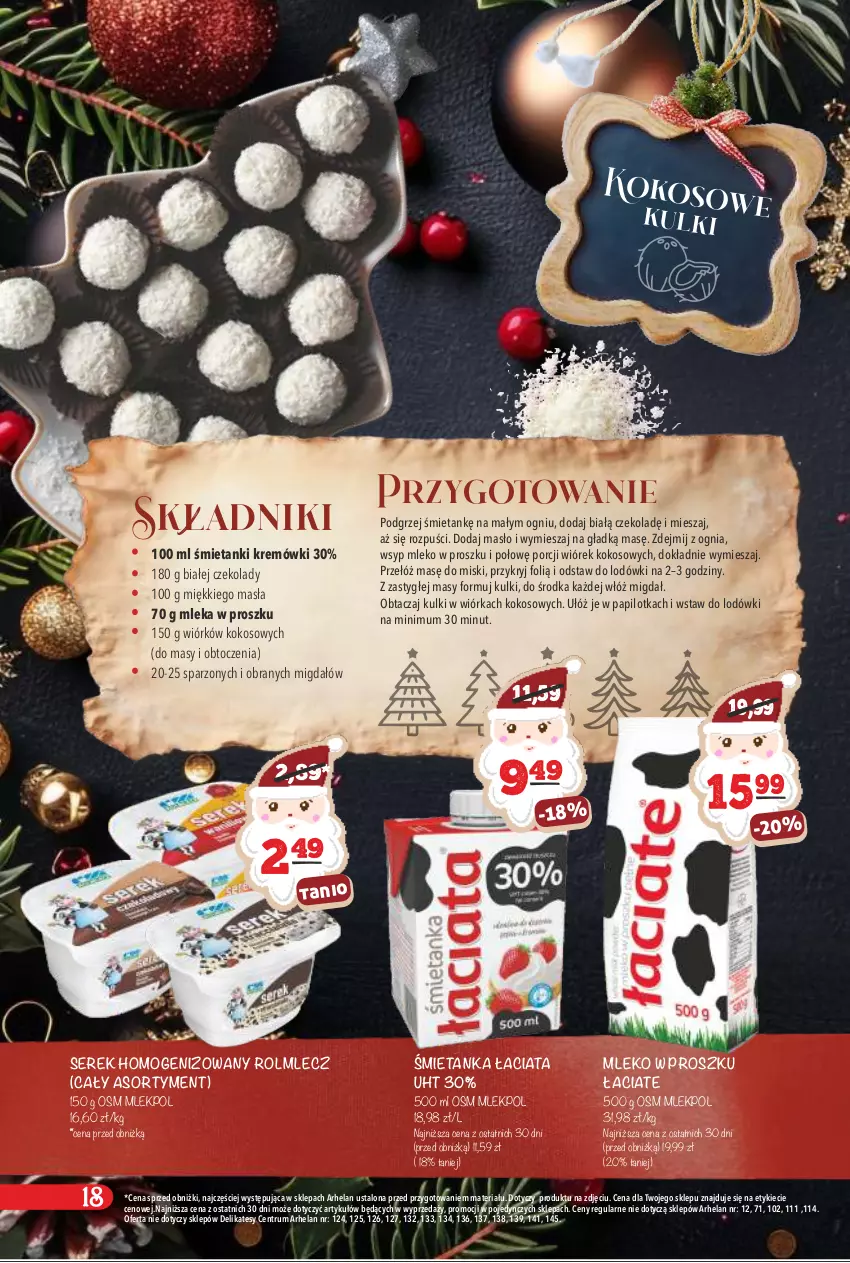 Gazetka promocyjna Arhelan - Gazetka - ważna 15.12.2025 do 05.01.2026 - strona 18 - produkty: Kokos, Masło, Mleko, Mleko w proszku, Por, Rolmlecz, Rum, Ser, Serek, Serek homogenizowany