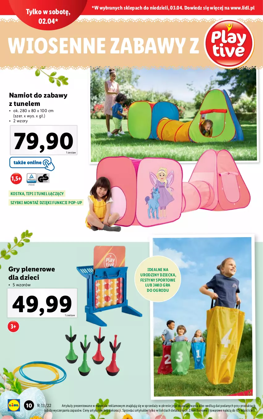 Gazetka promocyjna Lidl - KATALOG ZABAWKI - ważna 22.03 do 17.04.2022 - strona 10 - produkty: Dzieci, Gra, Gry, Namiot, Por, Sport, Tunel