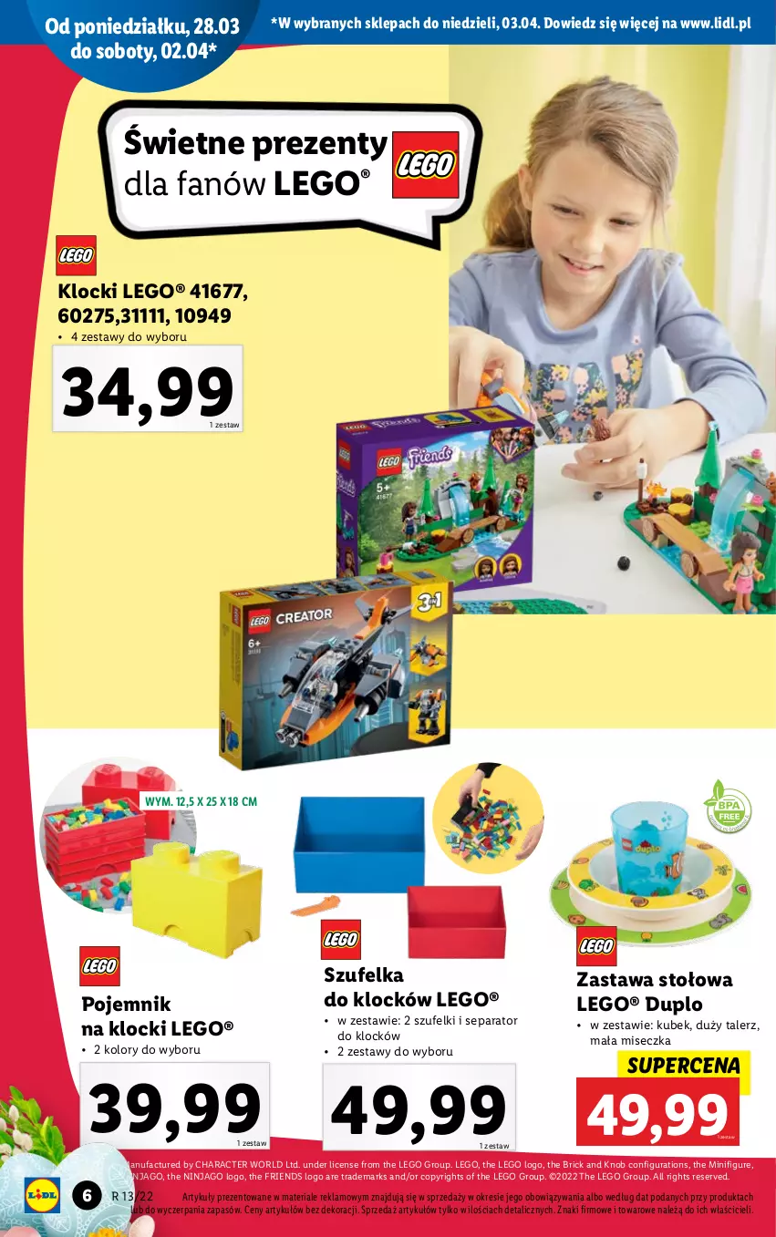 Gazetka promocyjna Lidl - KATALOG ZABAWKI - ważna 22.03 do 17.04.2022 - strona 6 - produkty: Fa, Klocki, Kubek, LEGO, Miseczka, Pojemnik, Ser, Szufelka, Talerz