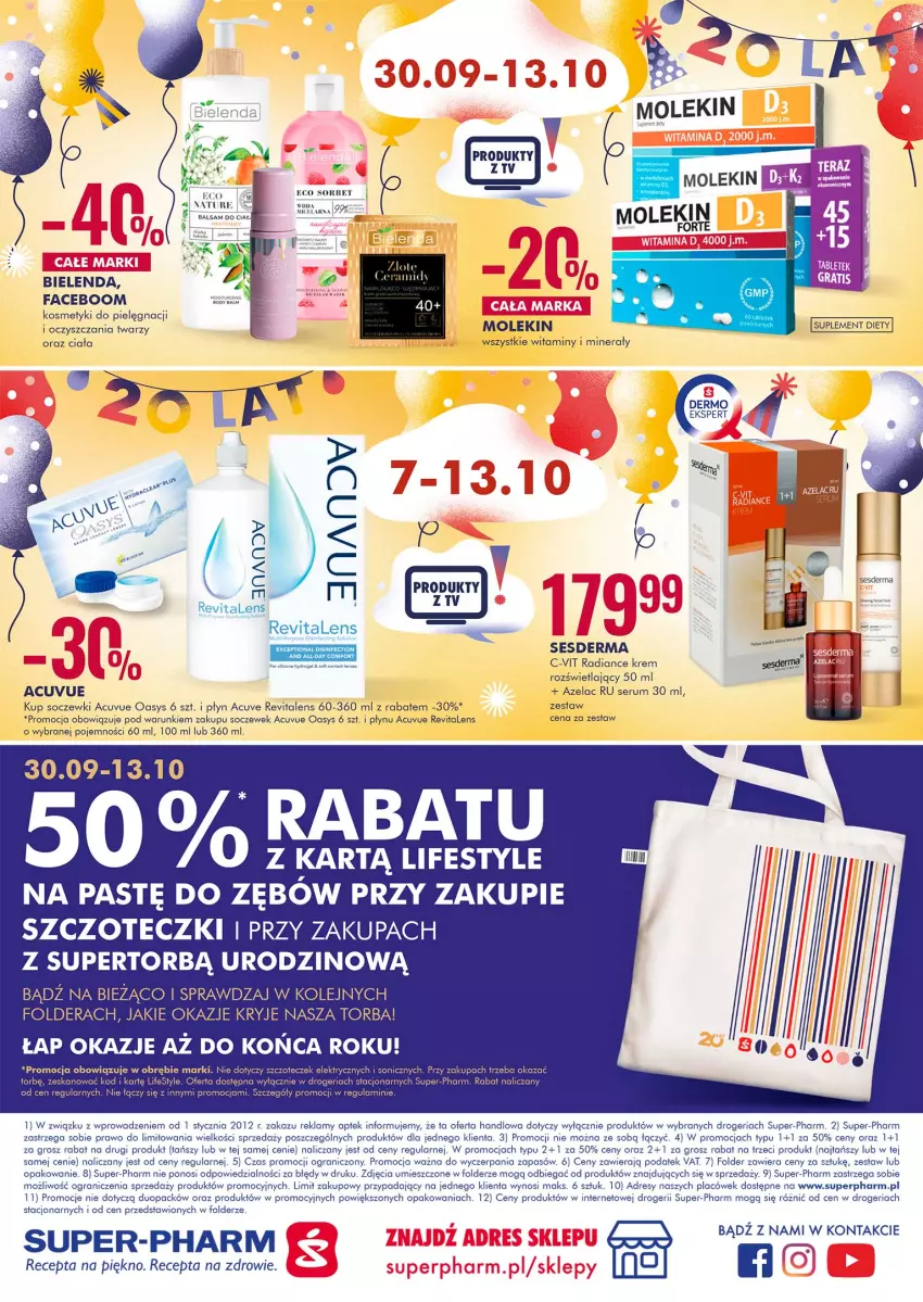 Gazetka promocyjna Super Pharm - Gazetka - ważna 30.09 do 13.10.2021 - strona 20 - produkty: Ba!, Bielenda, Dres, Fa, Gra, Kosmetyki do pielęgnacji, Olej, Rum, Ser, Serum, Sesderma, Suplement diety, Torba, Zdrowie