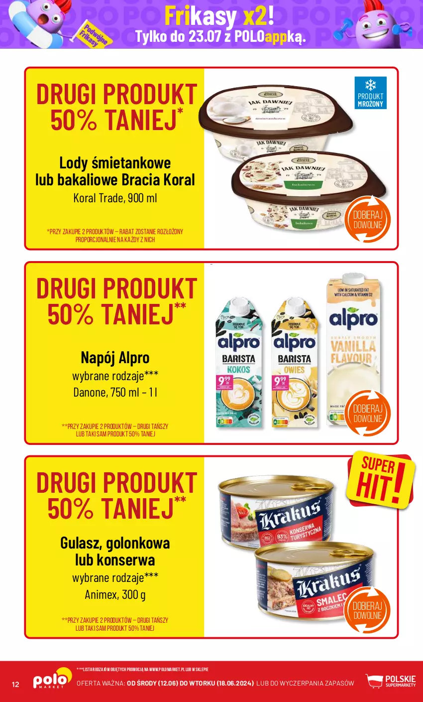 Gazetka promocyjna PoloMarket - Gazetka pomocyjna - ważna 12.06 do 18.06.2024 - strona 12 - produkty: Alpro, Danone, Lody, Napój, Por, Ser