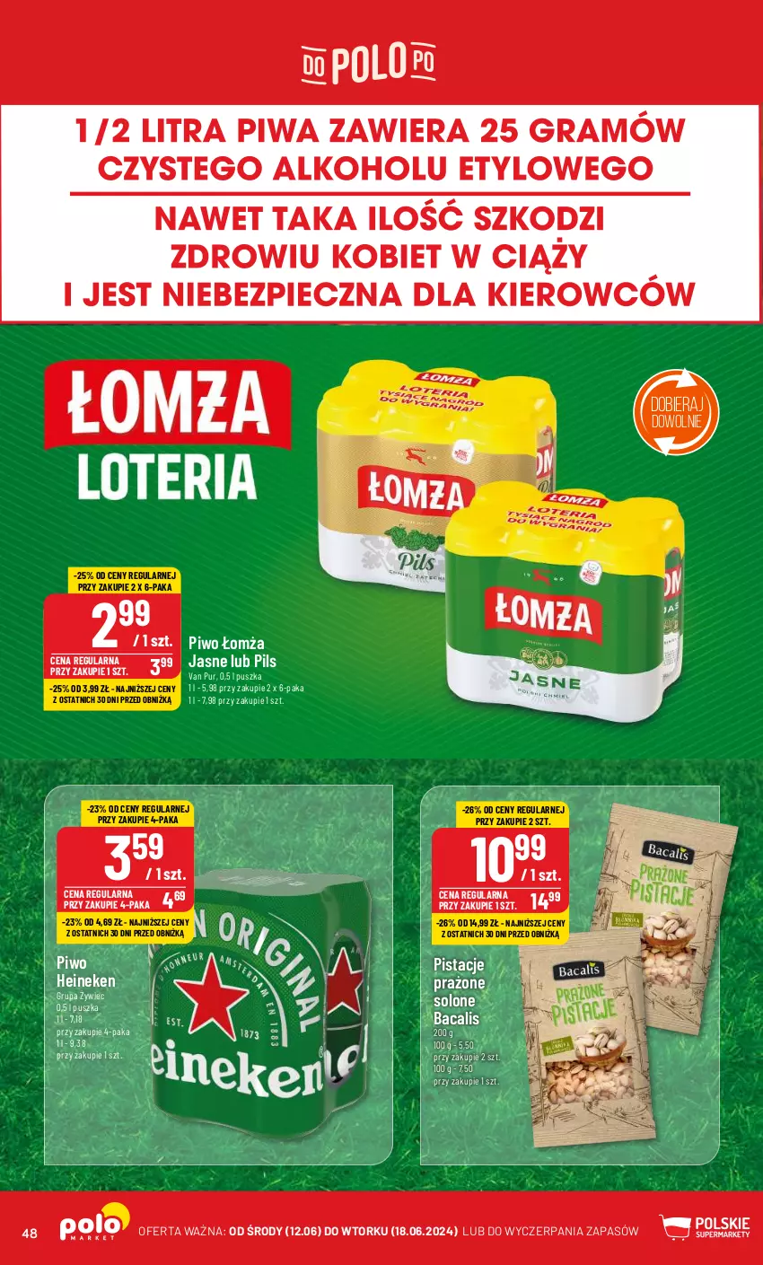 Gazetka promocyjna PoloMarket - Gazetka pomocyjna - ważna 12.06 do 18.06.2024 - strona 48 - produkty: Heineken, Pistacje, Piwo, Pur