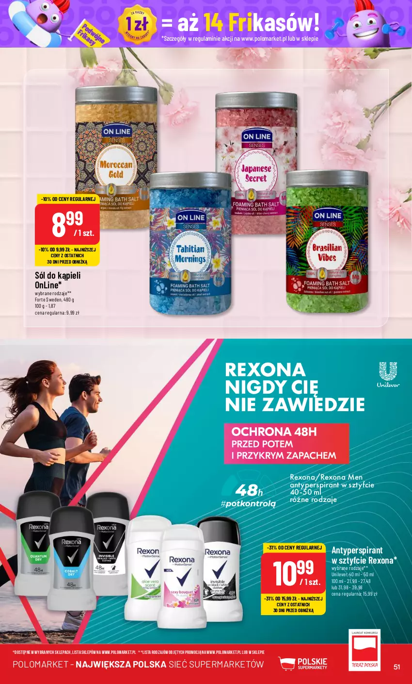 Gazetka promocyjna PoloMarket - Gazetka pomocyjna - ważna 12.06 do 18.06.2024 - strona 51 - produkty: Antyperspirant, Rexona, Sól, Sól do kąpieli