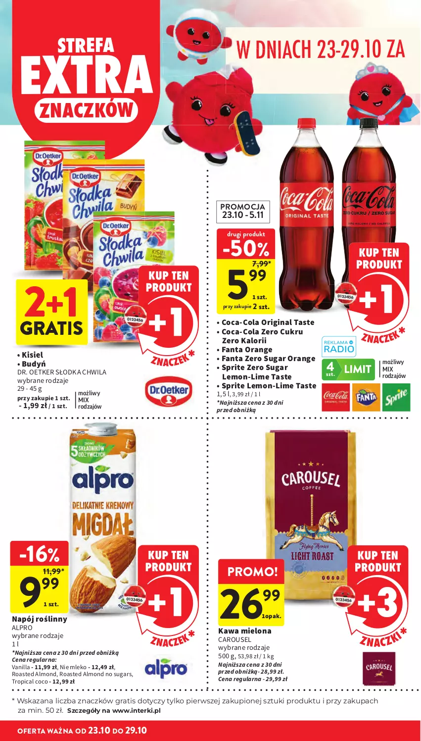 Gazetka promocyjna Intermarche - Gazetka Intermarche - ważna 23.10 do 29.10.2025 - strona 14 - produkty: Alpro, Budyń, Coca-Cola, Dr. Oetker, Fa, Fanta, Gin, Gra, Kawa, Kawa mielona, Kisiel, Mleko, Napój, Napój roślinny, Słodka Chwila, Sprite, Tropical