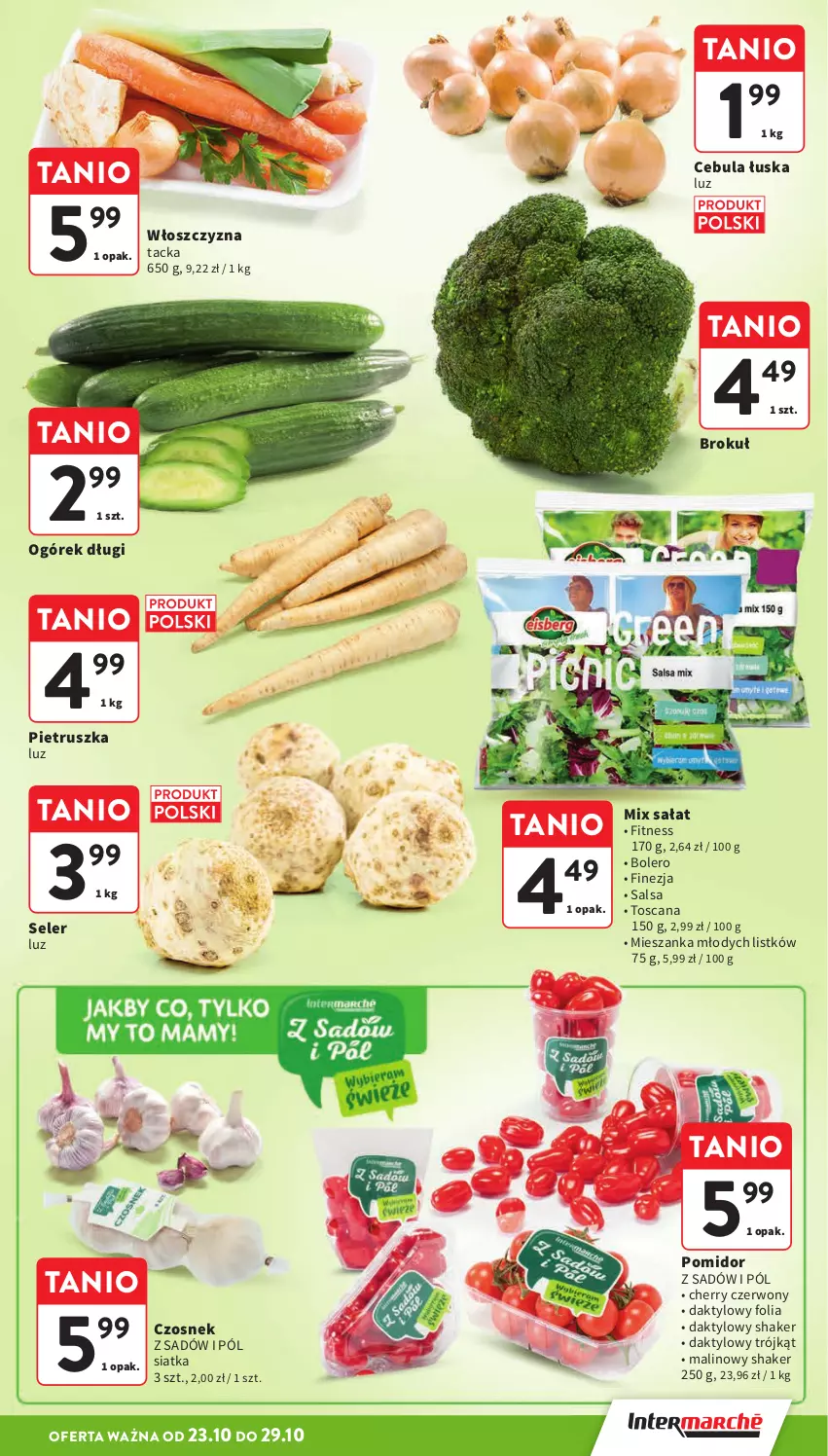Gazetka promocyjna Intermarche - Gazetka Intermarche - ważna 23.10 do 29.10.2025 - strona 17 - produkty: Cebula, Czosnek, Ogórek, Pietruszka, Sałat, Salsa, Siatka