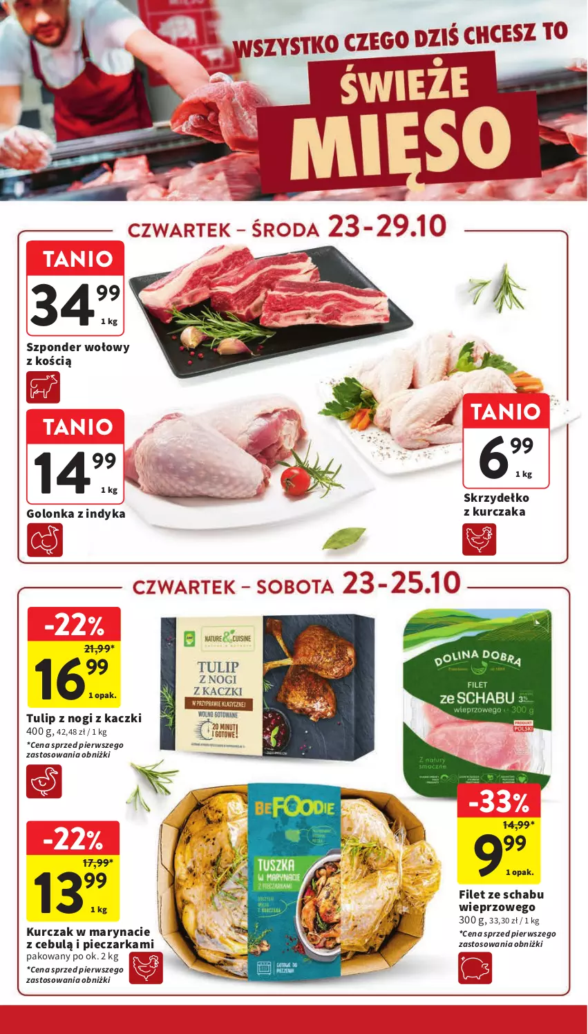 Gazetka promocyjna Intermarche - Gazetka Intermarche - ważna 23.10 do 29.10.2025 - strona 18 - produkty: Golonka z indyka, Kurczak, Piec, Pieczarka, Szponder wołowy