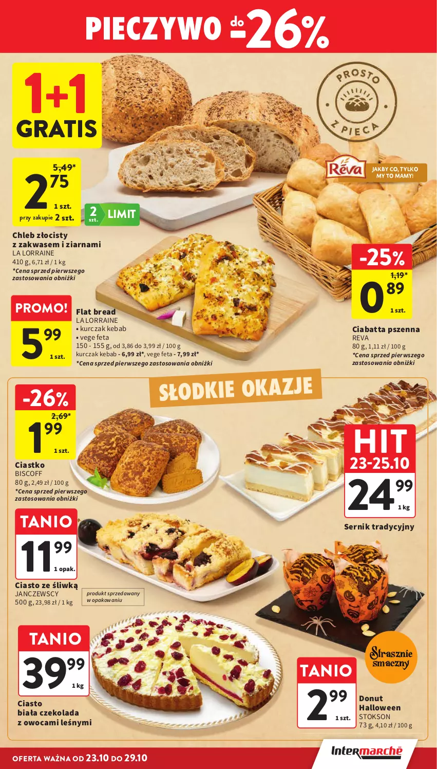 Gazetka promocyjna Intermarche - Gazetka Intermarche - ważna 23.10 do 29.10.2025 - strona 19 - produkty: Chleb, Ciabatta, Czekolada, Donut, Feta, Gra, Kebab, Kurczak, Piec, Pieczywo, Ser
