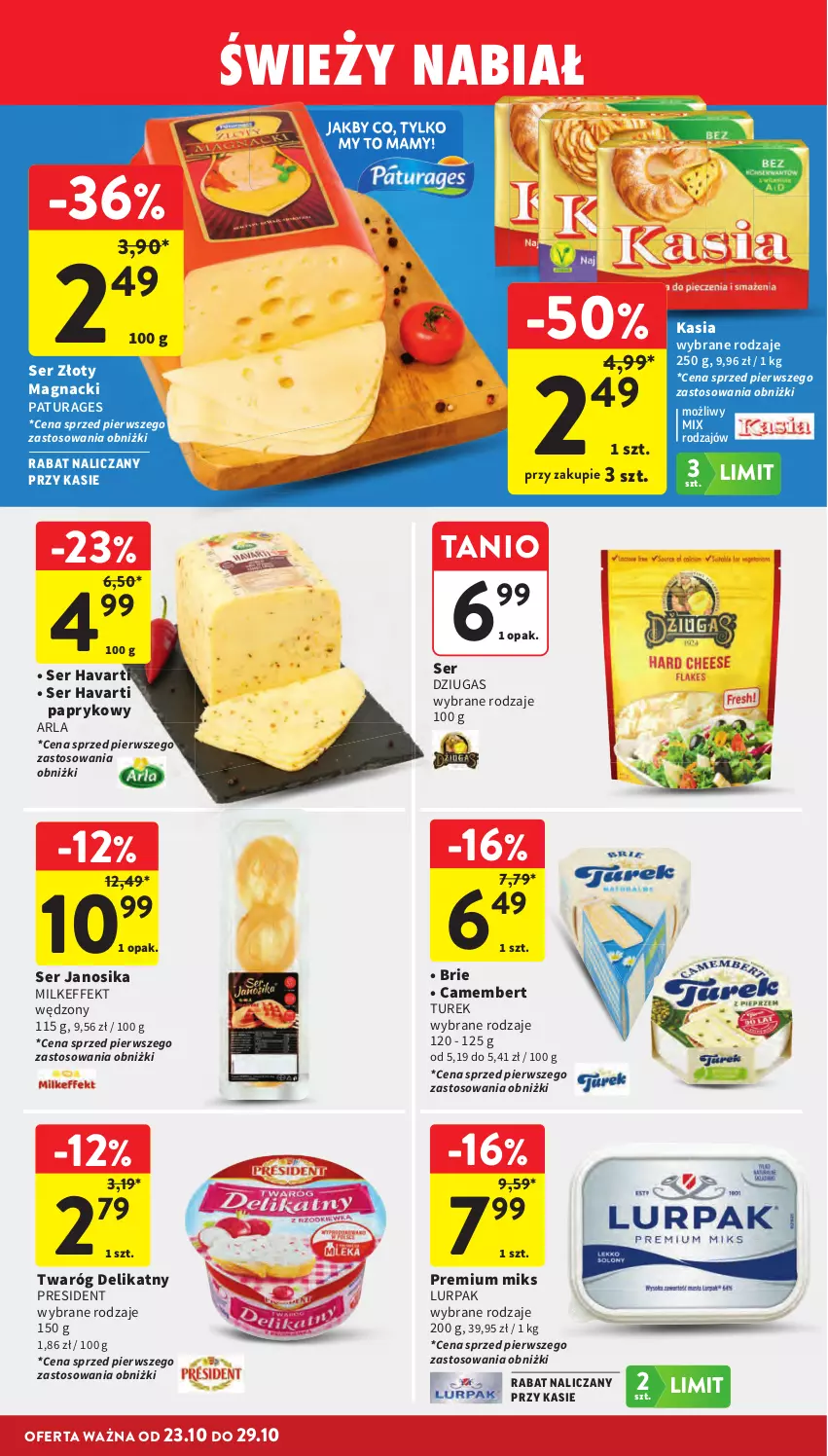 Gazetka promocyjna Intermarche - Gazetka Intermarche - ważna 23.10 do 29.10.2025 - strona 24 - produkty: Brie, Camembert, Havarti, Kasia, Lurpak, Ser, Twaróg, Twaróg delikatny