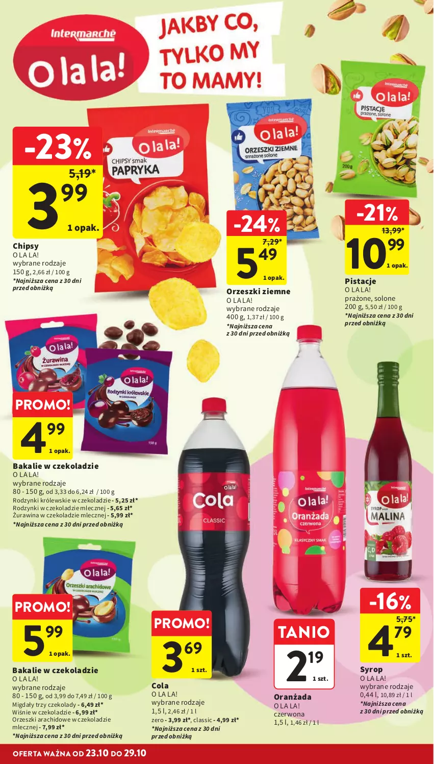 Gazetka promocyjna Intermarche - Gazetka Intermarche - ważna 23.10 do 29.10.2025 - strona 26 - produkty: Chipsy, Królewski, Migdały, Oranżada, Orzeszki, Orzeszki ziemne, Pistacje, Rodzynki, Syrop