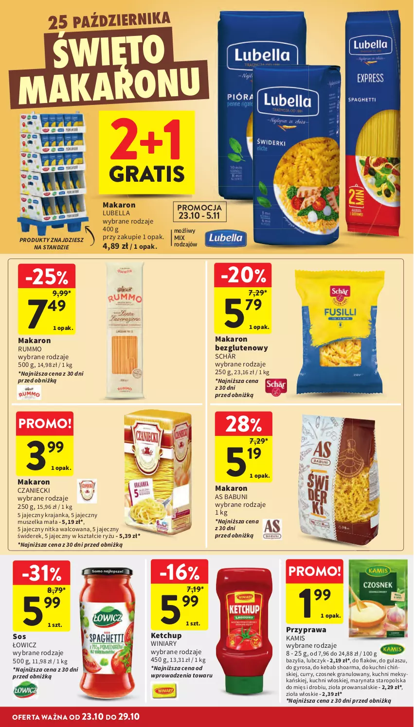 Gazetka promocyjna Intermarche - Gazetka Intermarche - ważna 23.10 do 29.10.2025 - strona 28 - produkty: Babuni, Bazyl, Bazylia, Bell, Bella, Czosnek, Czosnek granulowany, Gra, Gyros, Kamis, Kebab, Ketchup, Lubella, Makaron, Mus, Rum, Ryż, Shoarma, Sos, Winiary
